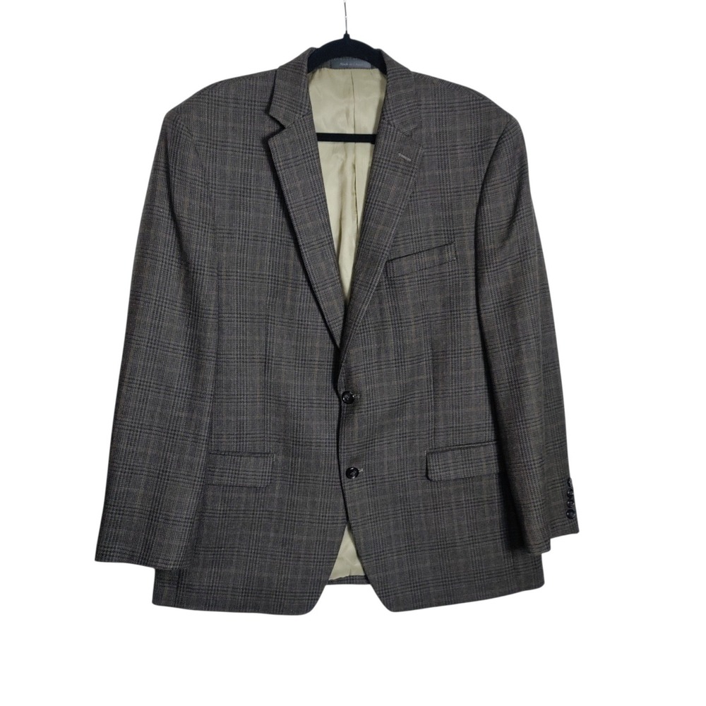 Lauren Ralph Lauren Mens 43R Wool Glen Plaid Blazer Sport Coat Brown Grey 2-Btn